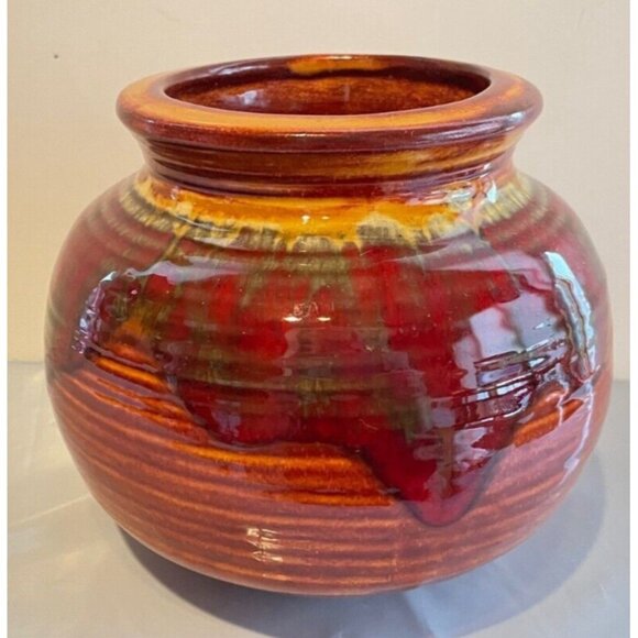 MCM Handmade Canadian Pottery Planter Vase – Red Brown Drip Glaze – 5.5” Tall - Picture 8 of 8